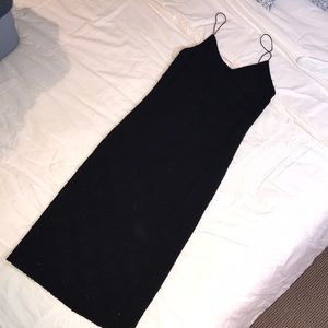 black lace midi dress